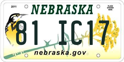 NE license plate 81IC17