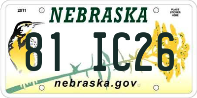 NE license plate 81IC26