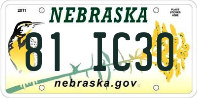 NE license plate 81IC30