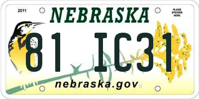 NE license plate 81IC31