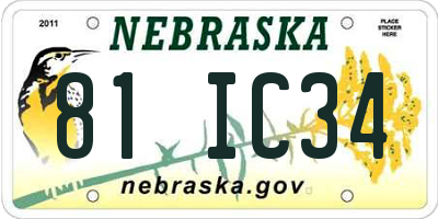 NE license plate 81IC34
