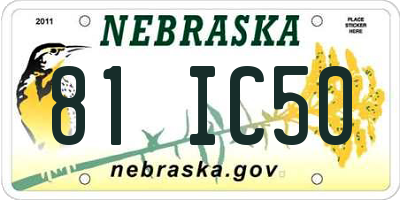 NE license plate 81IC50