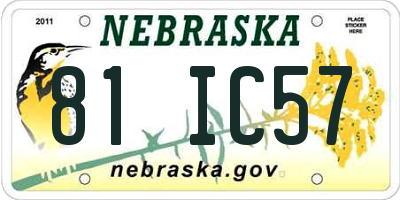 NE license plate 81IC57
