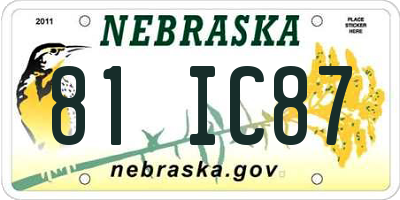 NE license plate 81IC87