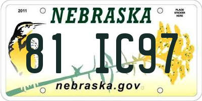 NE license plate 81IC97