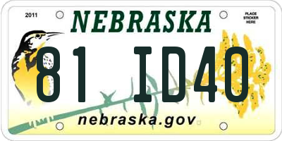 NE license plate 81ID40