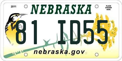 NE license plate 81ID55