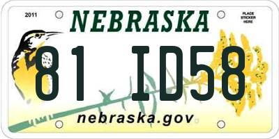 NE license plate 81ID58