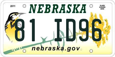 NE license plate 81ID96
