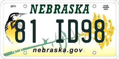NE license plate 81ID98