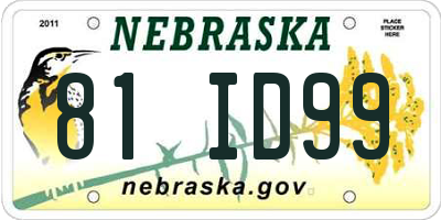 NE license plate 81ID99