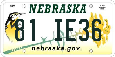 NE license plate 81IE36