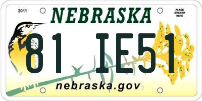 NE license plate 81IE51