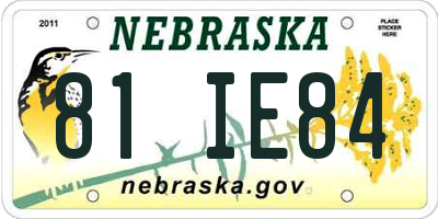 NE license plate 81IE84