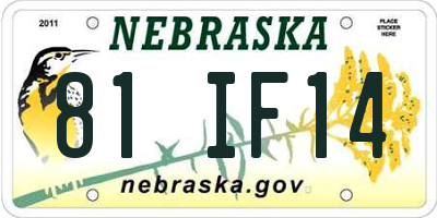 NE license plate 81IF14