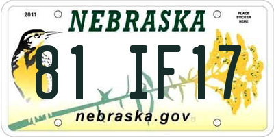 NE license plate 81IF17