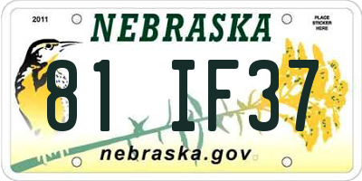 NE license plate 81IF37