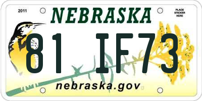 NE license plate 81IF73