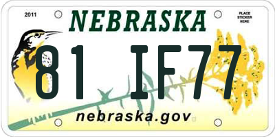 NE license plate 81IF77