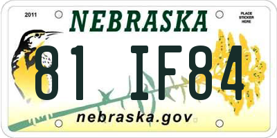 NE license plate 81IF84