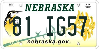 NE license plate 81IG57