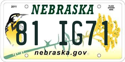 NE license plate 81IG71