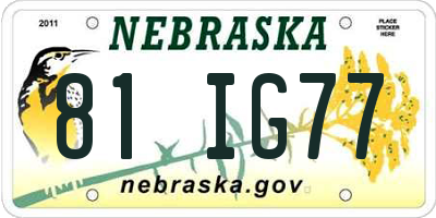 NE license plate 81IG77