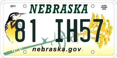 NE license plate 81IH57