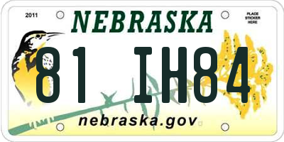 NE license plate 81IH84