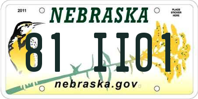 NE license plate 81II01