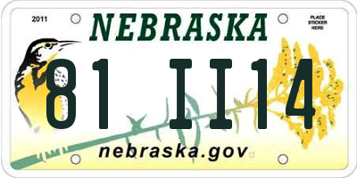 NE license plate 81II14