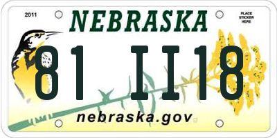 NE license plate 81II18