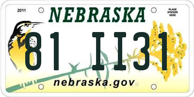NE license plate 81II31