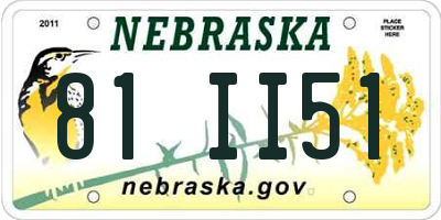 NE license plate 81II51