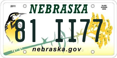NE license plate 81II77