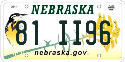 NE license plate 81II96