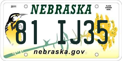 NE license plate 81IJ35