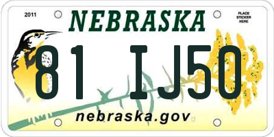 NE license plate 81IJ50