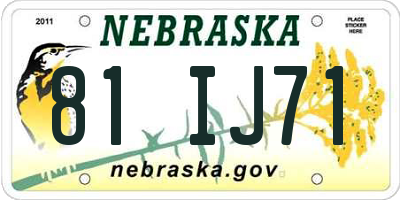 NE license plate 81IJ71