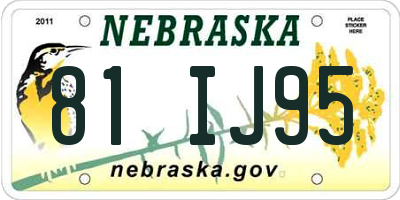 NE license plate 81IJ95