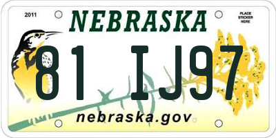 NE license plate 81IJ97