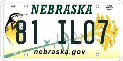 NE license plate 81IL07