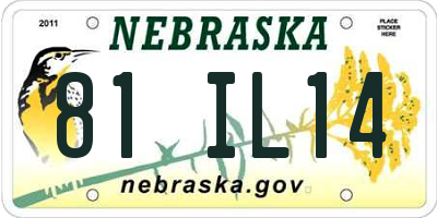 NE license plate 81IL14