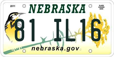 NE license plate 81IL16