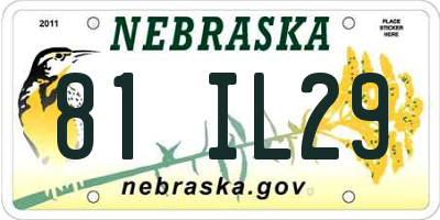 NE license plate 81IL29