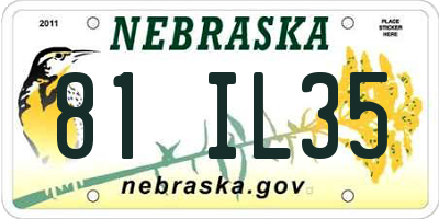 NE license plate 81IL35