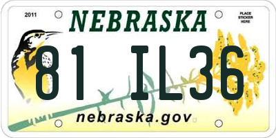 NE license plate 81IL36