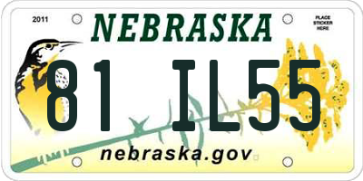 NE license plate 81IL55