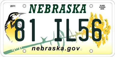 NE license plate 81IL56