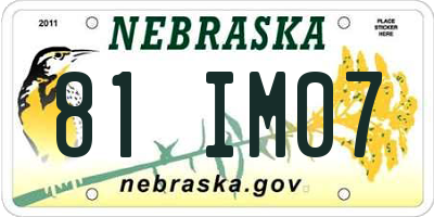 NE license plate 81IM07